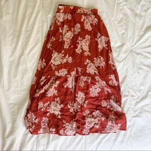 Rust Colored Floral Maxi Skirt